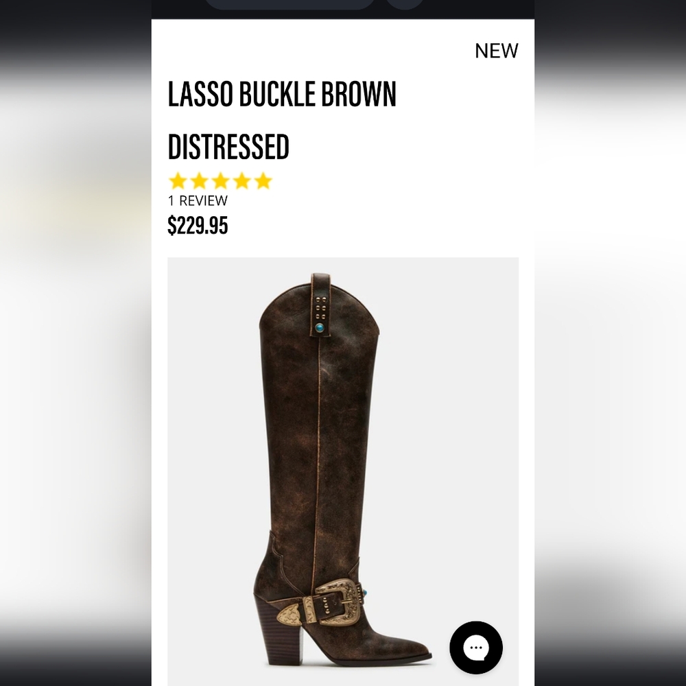 Steve Madden Lasso Buckle Brown Leather Cowboy Boots size 6